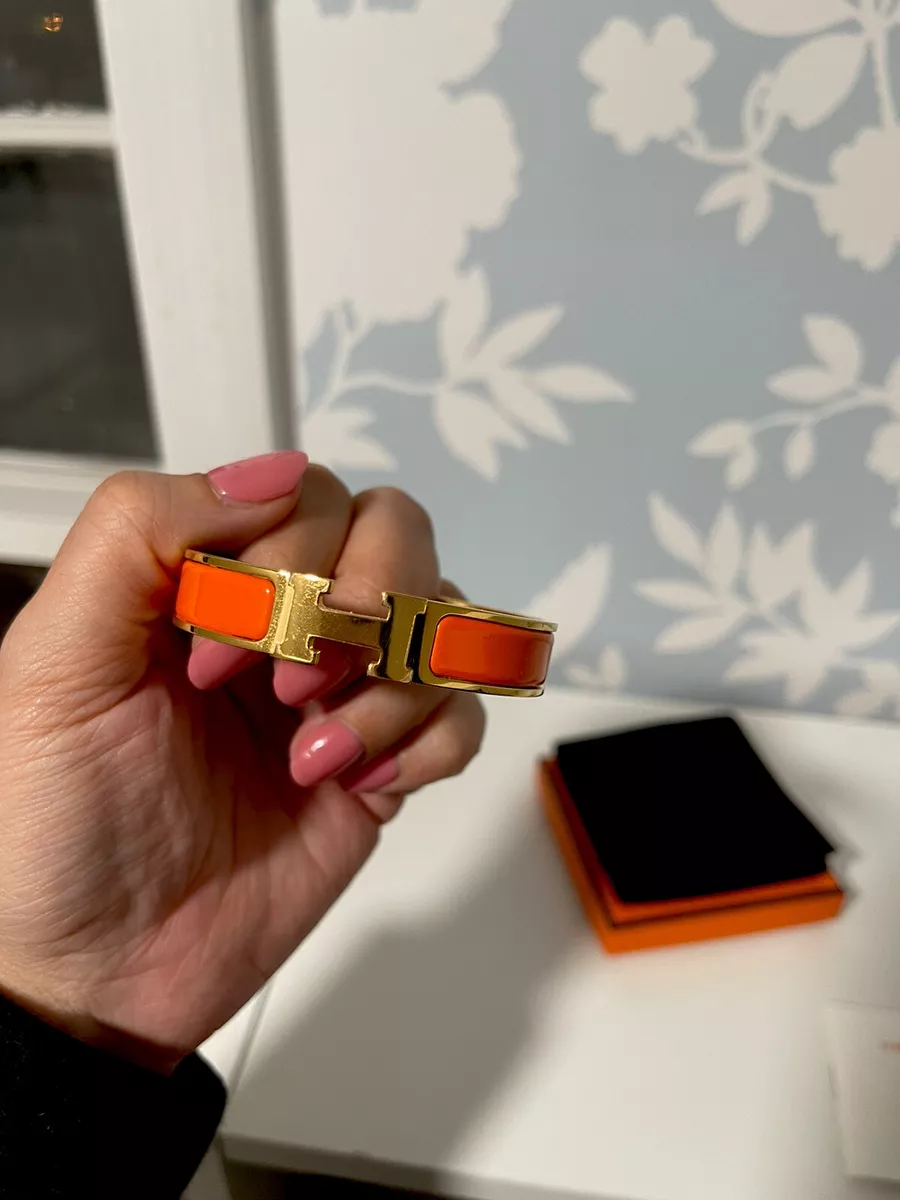 Hermes Clic H Bracelet Orange and Gold