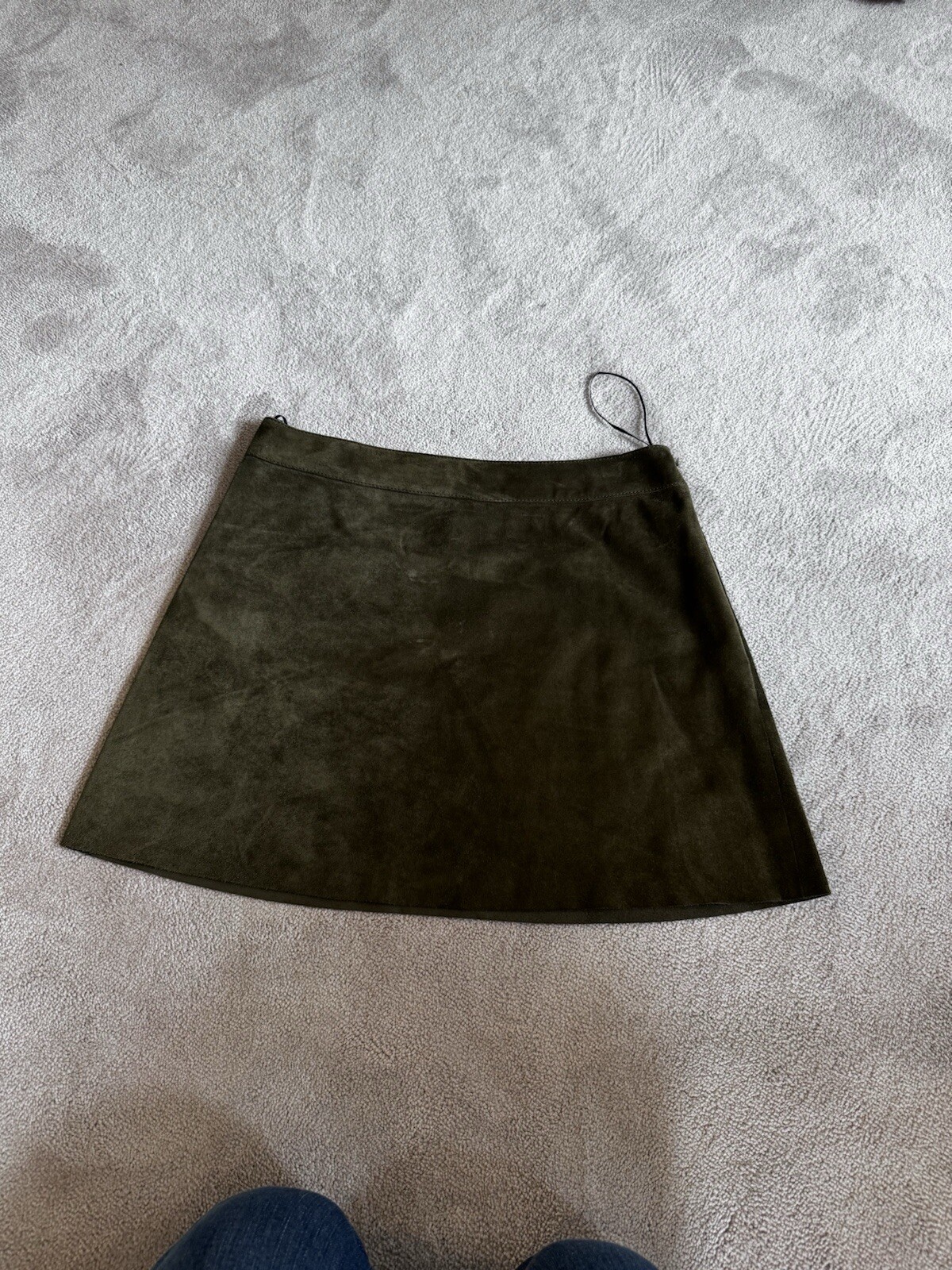 Saint Laurent minigonna camoscio kaki taglia F36 UK 8