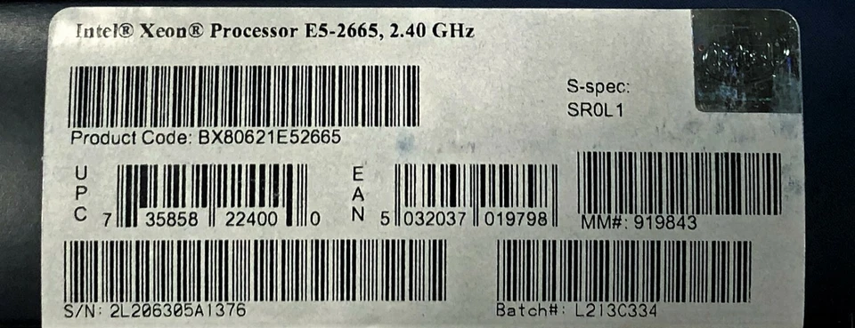 Intel BX80621E52665 SR0L1 Xeon E5-2665 20M Cache, 2.40 GHz, 8.00 GT/s QPI NEW - Image 2 of 2