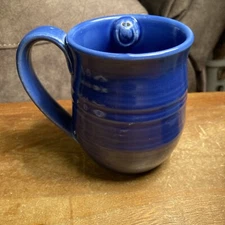 Seeds Of Happiness Smile Mug Pottery 3D Face Inside 14 Oz Left Hand Coffee Cup