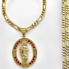 14K Gold Plated Saint Jude pendant with chain Medalla San Judas Oro laminado 