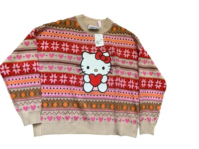 NEW Hello Kitty Fair Isle Sweater Adult Size Large Forever 21 NWT