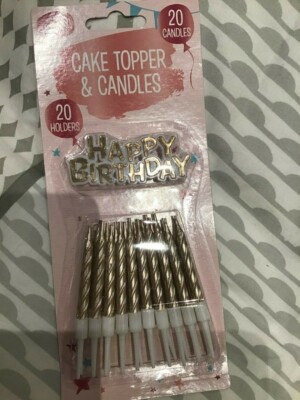 Geburtstag TORTE Kerzen Paket 20 Kerzen 20 Halter GOLD FEIER schön NEU.