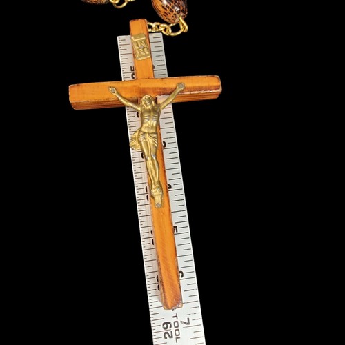 Large Vintage Palm Wood Rosary 6' Wall Hanging Lent Holy Week Christian Crucifix - Picture 12 of 18