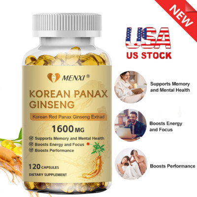 Red Korean Panax Ginseng 1600mg - Anti-fatigue,Energy, Focus,Endurance, Immunity