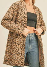 Nwt Women's Lush Brand Cheetah Leopard Print Coat Jacket Size M Medium