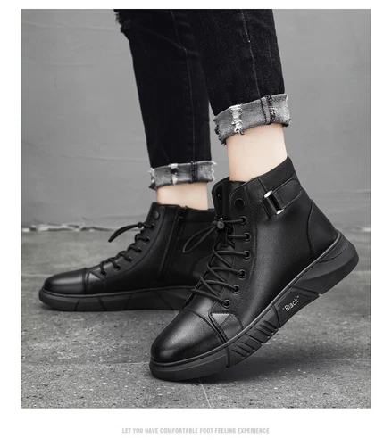 New Fashion Mens Leather Ankle boots Casual Shoes Zip Up Black UK SIZE 8-11 - Picture 4 of 15