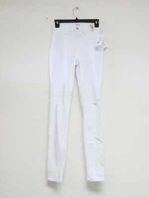 Vibrant Jeans Women Size 7 White Solid Shark Bite Skinny 27x30 P831