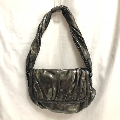 Corso Como Silver Metallic Leather Mesh Shoulder Bag