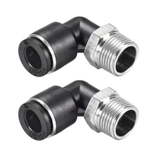 2 x Push to Connect Tube Fitting Male Elbow 10mm Tube OD x 3/8 NPT Thread
