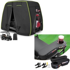 No Drilling Golf Cart Armrest with Cup Holder for Rear Seat Black 1"...