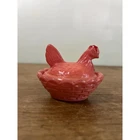 Rare/uncommon-vintage pastel pink flashed milk glass-Westmoreland hen on nest