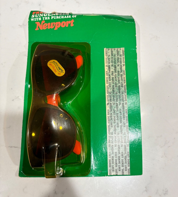 newport cigarette sunglasses Newport Cigarettes Sunglasses 80's Ray Style With Neck Strap Vintage RARE