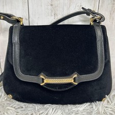 OLD GUCCI Shoulder Crossbody Bag Suede Horsebit Leather Black Italy Authentic