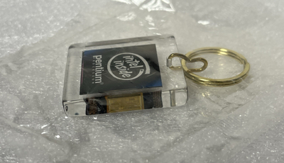 VTG Intel Inside Pentium Processor Keychain with CPU Chip Lucite
