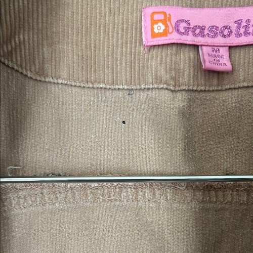 Gasoline VTG Y2K Beige Corduroy Light jacket faux fur collar youth Fit Medium - Picture 10 of 11