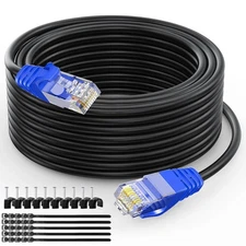 Cat6 Outdoor Ethernet Cable 300ft Waterproof UV Rated Grounded Patch Cord Inc...