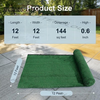 12ft x 12ft Synthetic Landscape Fake Grass Mat Artificial Pet Turf Lawn Garden