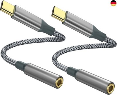 Henrety USB C to Aux Audio Dongle Cable (2 Pack) Type C to 3.5mm Female