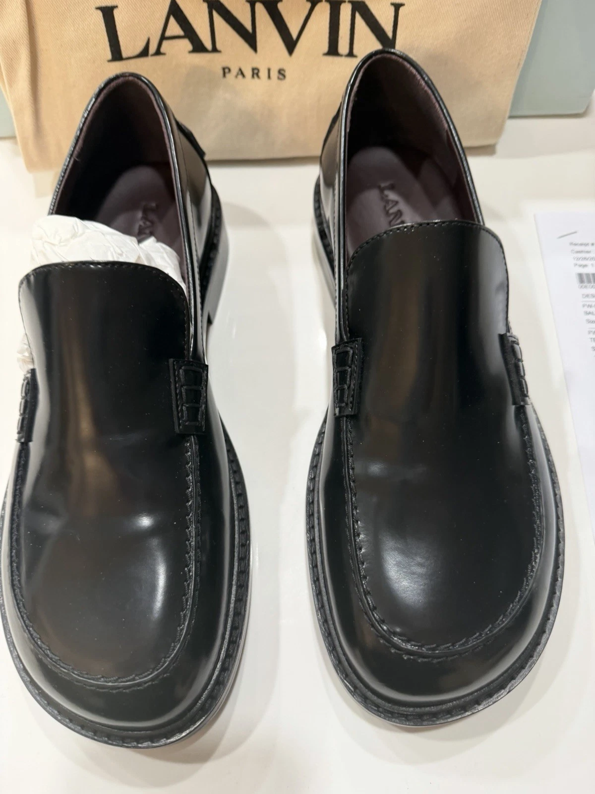 Lanvin — LANVIN Loafers Slip On Black Leather  Size 10 US or 40 EUR
