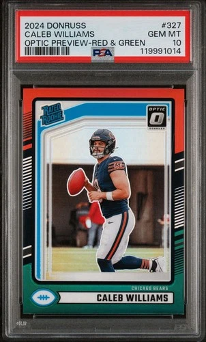 2024 Panini Donruss - Rated Rookie Caleb Williams Optic Preview Red/Green PSA 10