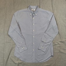 Uniqlo Shirt Mens Medium Blue White Striped Long Sleeve Stretch Button Front