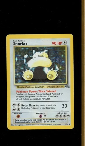 1999 POKEMON FOSSIL UNLIMITED HOLO SNORLAX 11/64 MP
