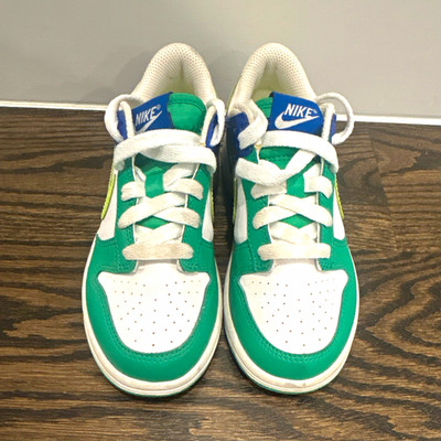 Nike Dunks Boys Athletic Sneakers Low Top Lace-Up Green/White/Blue 13C