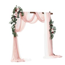 Pink Silk Wedding Arch Kit 33ft Lightweight Drape  2 Lifelike Clusters