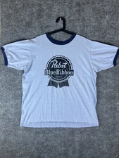 Vintage Pabst Blue Ribbon Beer Shirt Men’s 2XL Blue Made In USA Casual