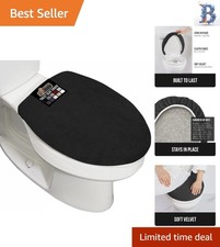 Luxury Memory Foam Toilet Lid Cover - Stain Resistant, Machine Washable, Black