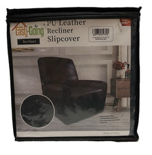 Faux Leather Recliner Slipcover Cover Stretch Furniture Black Easy Going NIP New