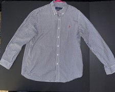 Men s XL Ralph Lauren Classic Fit L Blue White Check Long Sleeve Button-Up Shirt