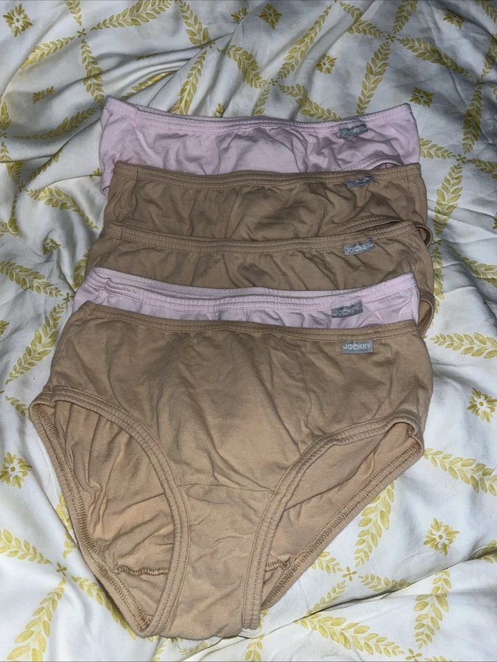 5 Jocky Assorted Size 5 100% Cotton  BIKINI PANTIES USA Made Beige & Pink Vtg - Image 2 of 2