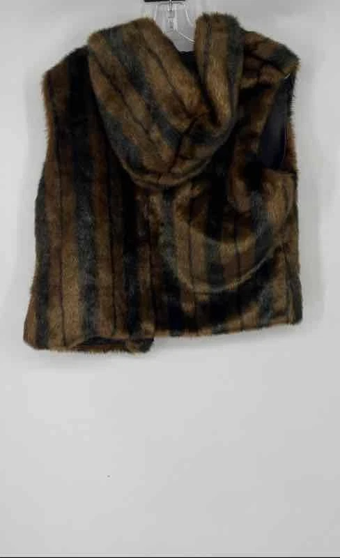 Kenneth Cole Reaction Womens Brown Sleeveless Hooded Vest Size Large - Image 2 of 4