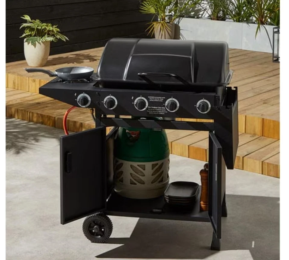 Linea 4 Burner BBQ with Side Burner And Folding Shelf FREE BBQ COVER INCLUDED  - Image 4 of 4