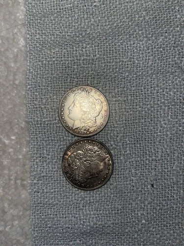 Silver Dollar Coin Set 2 Pie 1885 And 1893 Pluribus