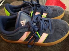 Adidas Kids Girls Dark Blue/Pink Spark/Solar Green VL Court 3.0 US 2 Youth