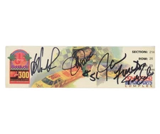 1995 Signed NASCAR Ticket (COA) Miami 300 Autograph Waltrip, Purvis & Bodine VTG