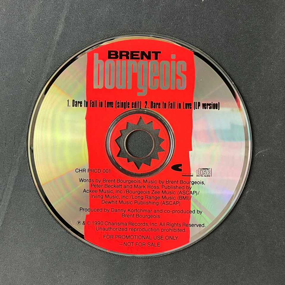 1990 Brent Bourgeois: Dare To Fall In Love VG+ Single PROMO CD & Cassette WOW! Foto 2 de 4
