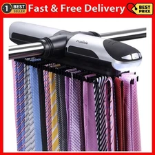 Motorized Tie Rack Organizer for 72 Ties & 8 Belts with J Hooks