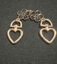 HandBag Purse Chain Extender Black Floral, Heart Charms,  6 Inches