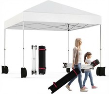 10x10 ft Pop Up Canopy Tent with Roller Bag Weight Bags Ropes Stakes