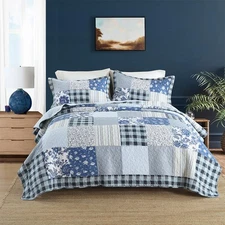 Cotton Bedspread Quilt Bedding Sets 3 Pieces Reversible Coverlet Sets Comfort...