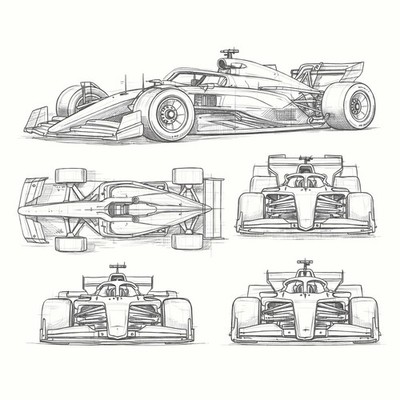 Formel 1 Technische Zeichnung A3 Poster | F1 Bauplan Wandbild | Motorsport Geschenk