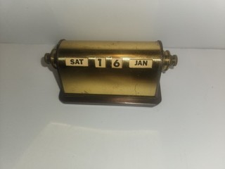 Park Sherman Rolling Calendar Vintage Mid Century Brass Day Date Desk Top