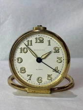 Vtg Concord 8 Day Travel Alarm Clock Swiss Made Wind Up Folding Glow In The Dark