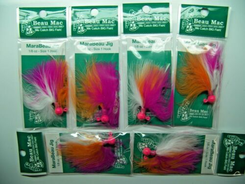 Beau-Mac Marabou Salmon Steelhead Jig H Pink White Peach 1/8oz Fishing Lure NEW - Bild 5 von 5