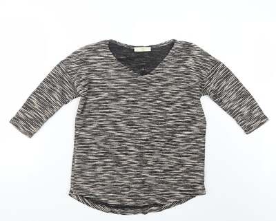 Marks and Spencer Damen Schwarz V-Ausschnitt Polyestermischung Pullover Größe 10