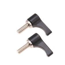 2pcs M5 Rotating Knob L Screw WingNut Thumb Lever for 15mm Rod Rail Clamp Black